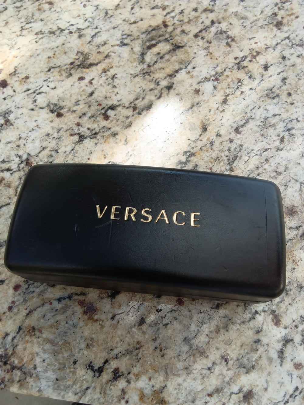Versace Black Case with Gold Logo – Men's Eyewear Accessory
